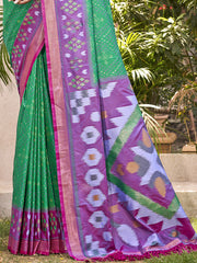 Pochampalli Soft Silk Saree with Traditional Ikat Woven Pallu - Perfect for Festive Celebrations & Wedding Occasions