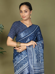 Printed Cotton Ready-to-Wear Saree with Pocket & Inner Lining | Comfortable Daily & Office Wear Saree for Women