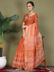 Printed Cotton Ready-to-Wear Saree with Pocket & Inner Lining | Comfortable Daily & Office Wear Saree for Women
