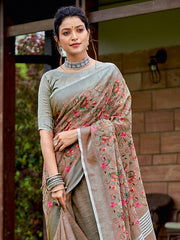 bold in bhartiya  linen cotton saree