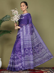 Printed Cotton Ready-to-Wear Saree with Pocket & Inner Lining | Comfortable Daily & Office Wear Saree for Women