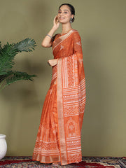 Printed Cotton Ready-to-Wear Saree with Pocket & Inner Lining | Comfortable Daily & Office Wear Saree for Women