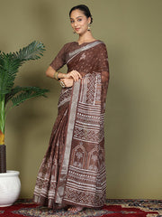 Printed Cotton Ready-to-Wear Saree with Pocket & Inner Lining | Comfortable Daily & Office Wear Saree for Women