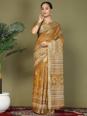 Printed Cotton Ready-to-Wear Saree with Pocket & Inner Lining | Comfortable Daily & Office Wear Saree for Women