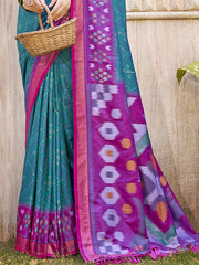 Pochampalli Soft Silk Saree with Traditional Ikat Woven Pallu - Perfect for Festive Celebrations & Wedding Occasions