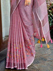 bold in bhartiya  linen cotton saree