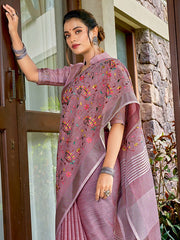 bold in bhartiya  linen cotton saree