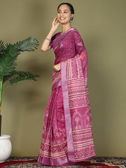 Printed Cotton Ready-to-Wear Saree with Pocket & Inner Lining | Comfortable Daily & Office Wear Saree for Women