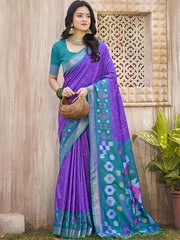 Pochampalli Soft Silk Saree with Traditional Ikat Woven Pallu - Perfect for Festive Celebrations & Wedding Occasions
