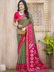 Pochampalli Soft Silk Saree with Traditional Ikat Woven Pallu - Perfect for Festive Celebrations & Wedding Occasions
