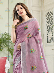 Elegant Linen Cotton Saree with Rich Zari Border | Premium Festive Wear