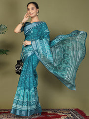 Printed Cotton Ready-to-Wear Saree with Pocket & Inner Lining | Comfortable Daily & Office Wear Saree for Women