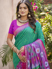 Pochampalli Soft Silk Saree with Traditional Ikat Woven Pallu - Perfect for Festive Celebrations & Wedding Occasions