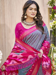 Pochampalli Soft Silk Saree with Traditional Ikat Woven Pallu - Perfect for Festive Celebrations & Wedding Occasions