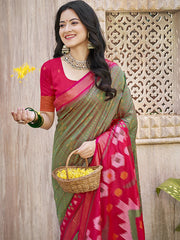 Pochampalli Soft Silk Saree with Traditional Ikat Woven Pallu - Perfect for Festive Celebrations & Wedding Occasions