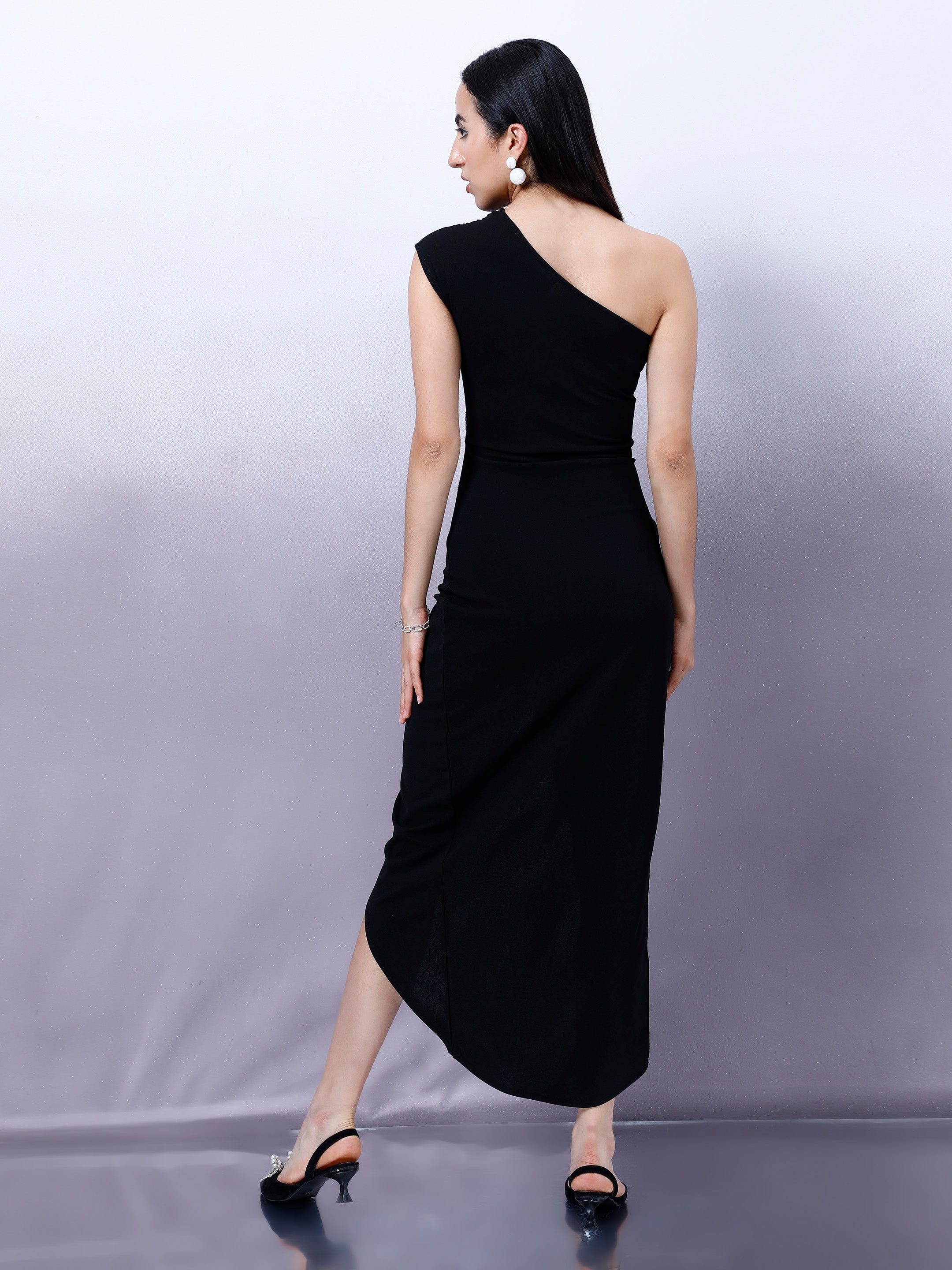 athena embellished one shoulder applique scuba maxi dress