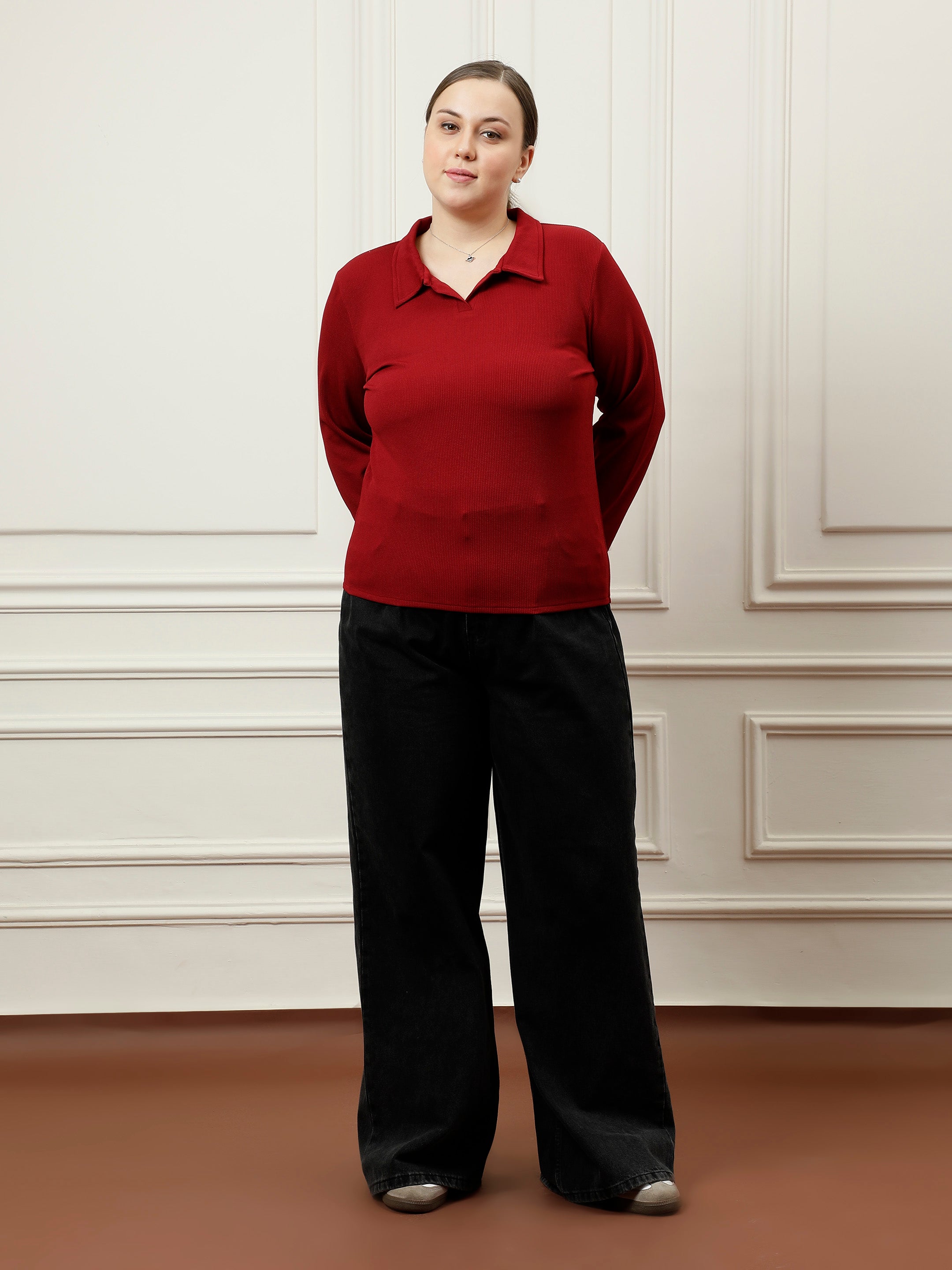 athena ample maroon regular blouson top