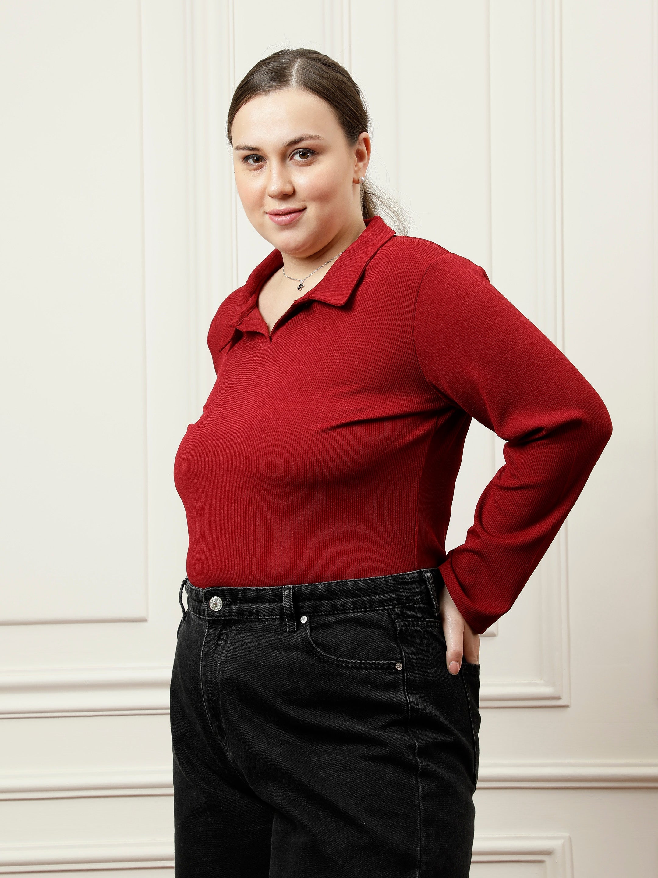 athena ample maroon regular blouson top