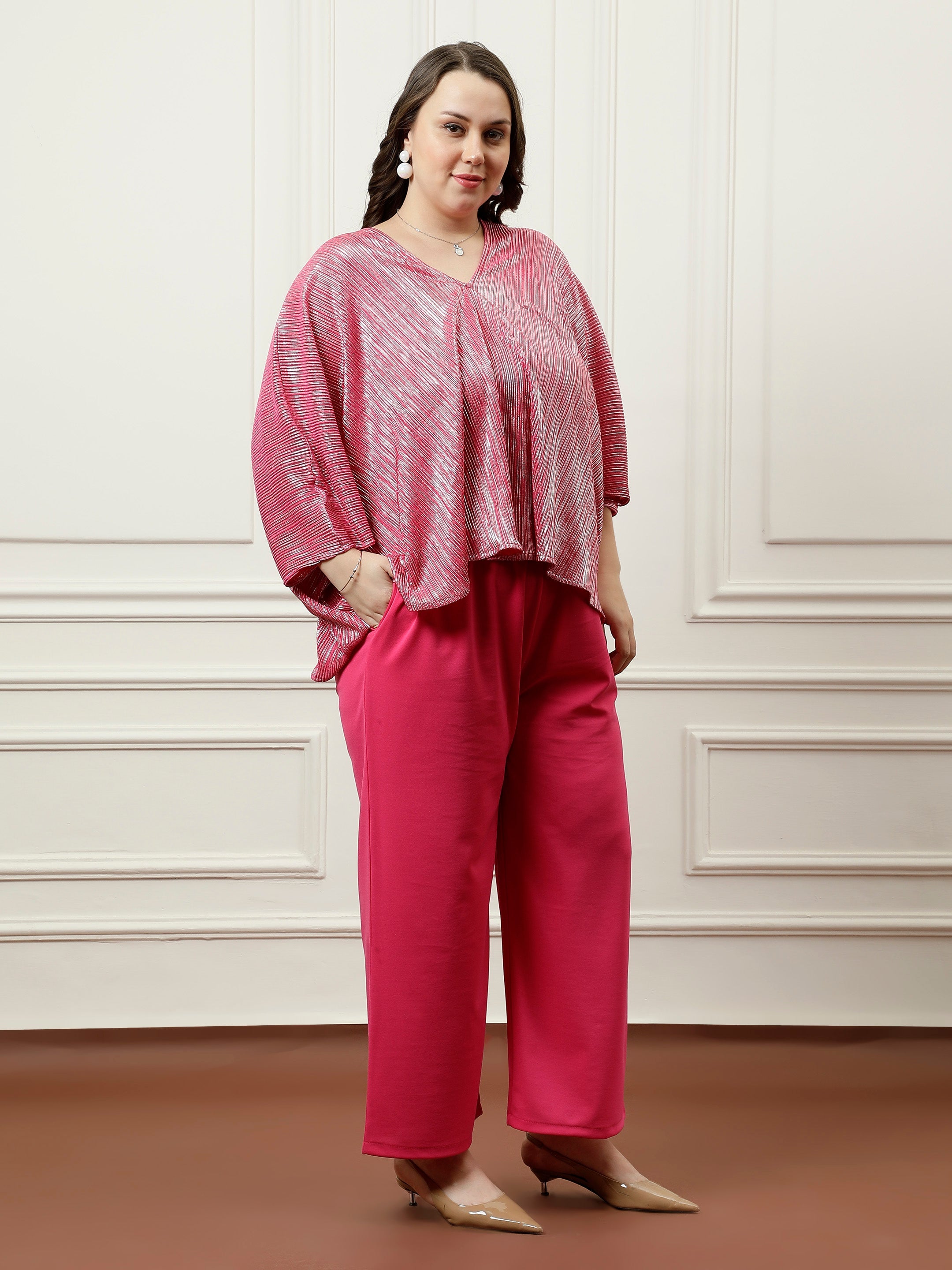 athena ample pleated top with trouser co ords