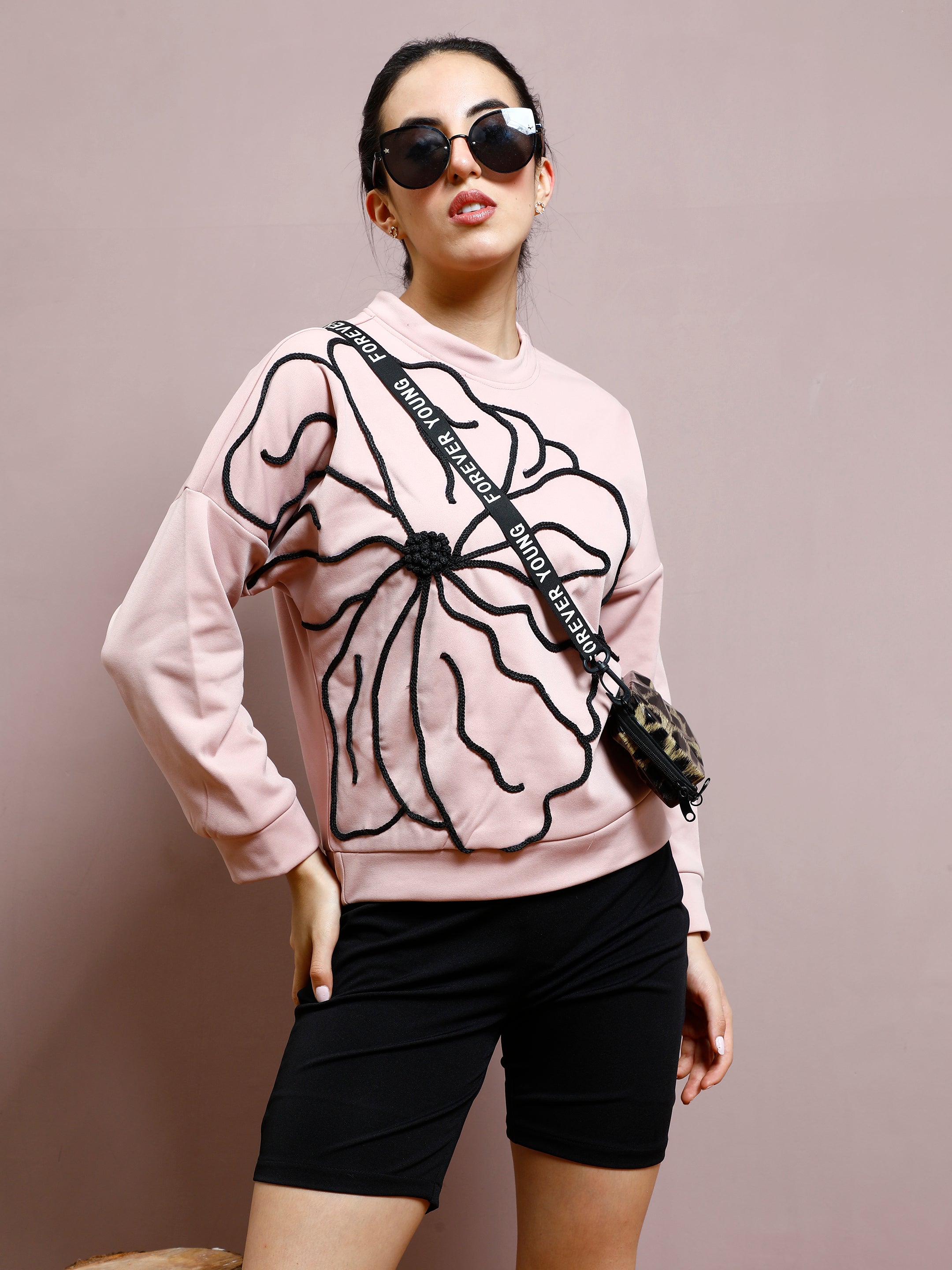 athena women embroidered round neck pullover sweatshirt 1