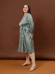 athena women abstract printed puff sleeves fit flare dress