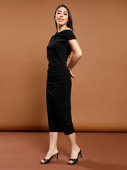 athena women solid off shoulder bodycon midi dress