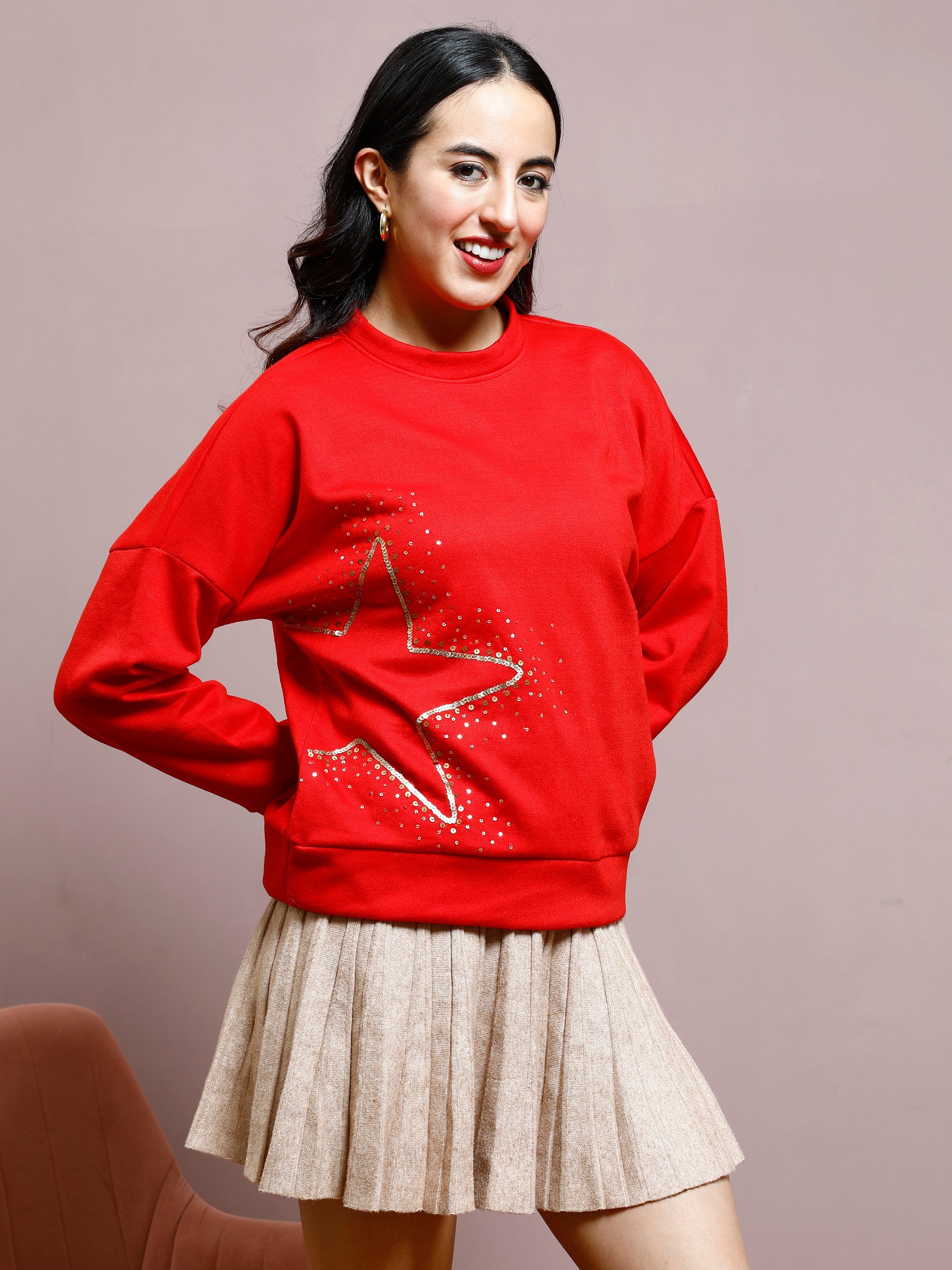 athena women embellished sequined sweatshirt