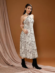 bohemian print halter neck a line midi dress 1