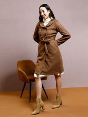 athena women wool shawl collar single breasted longline overcoat 1