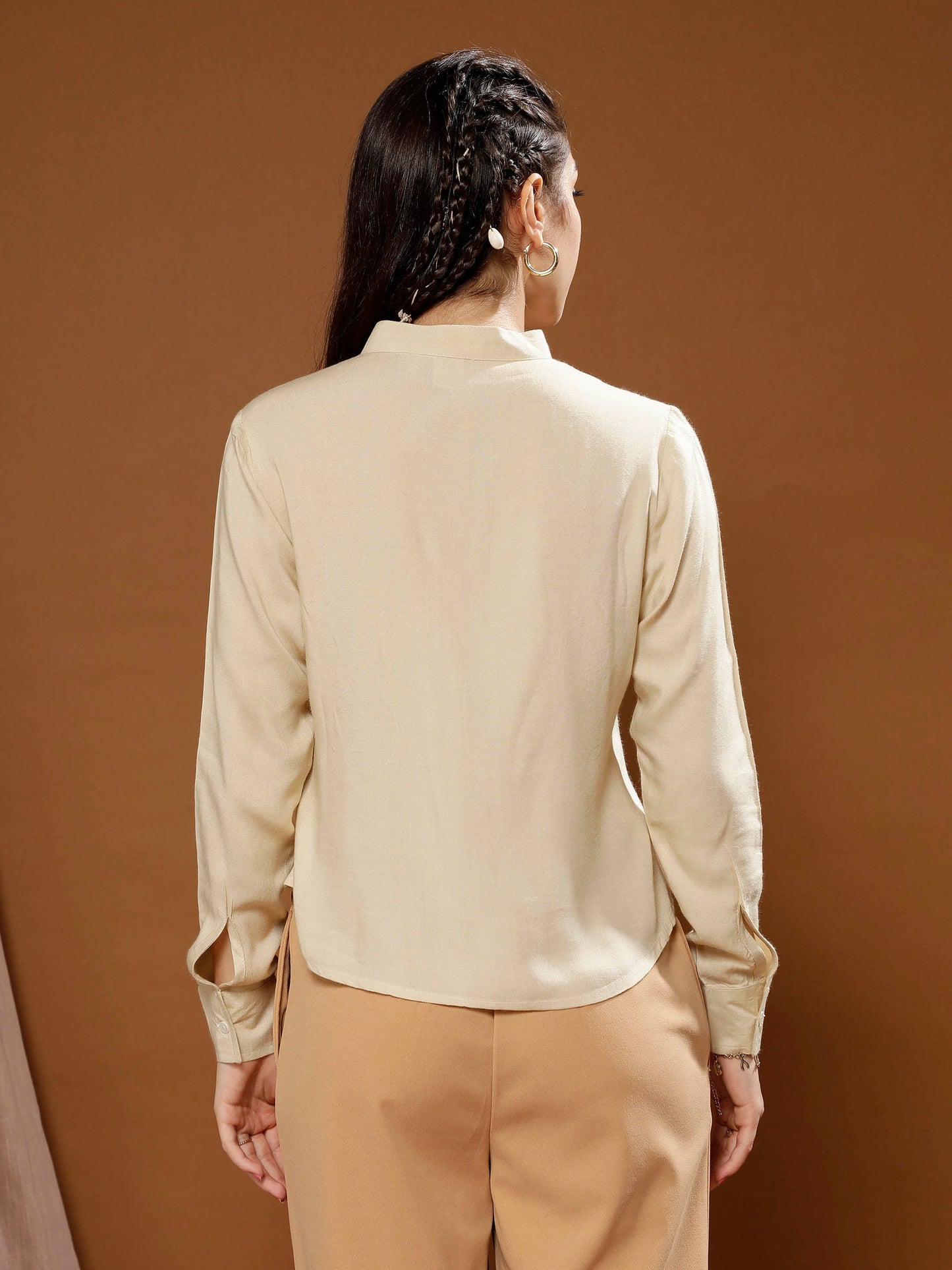 embroidered mandarin collar cotton top 1