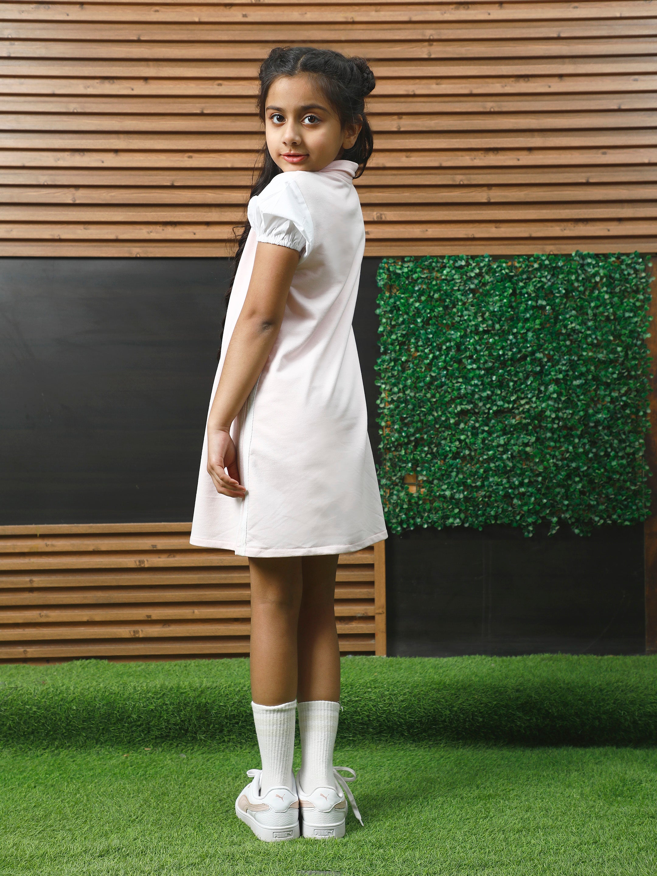 athena girl colourblocked puff sleeve a line dress 3