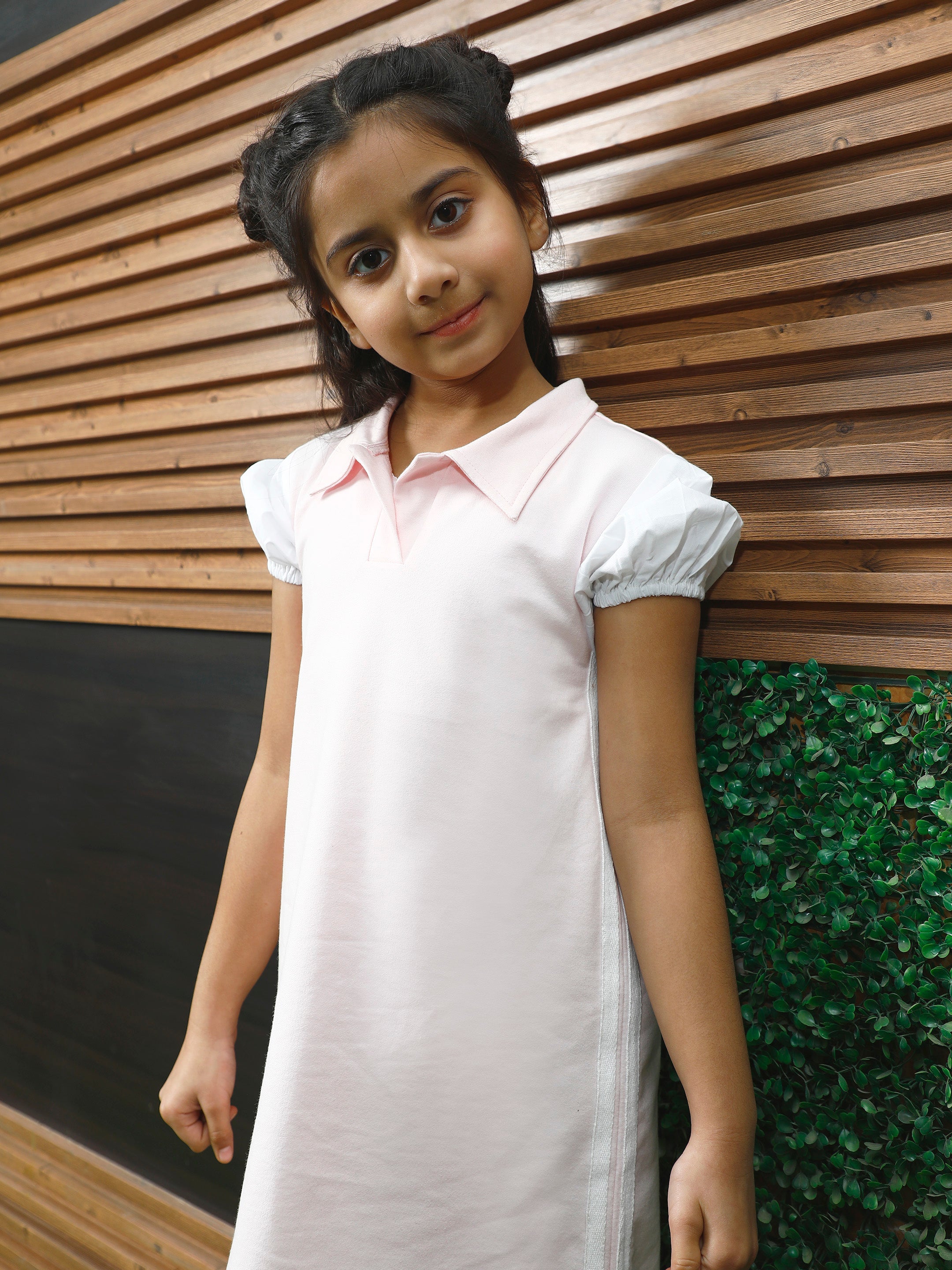 athena girl colourblocked puff sleeve a line dress 3