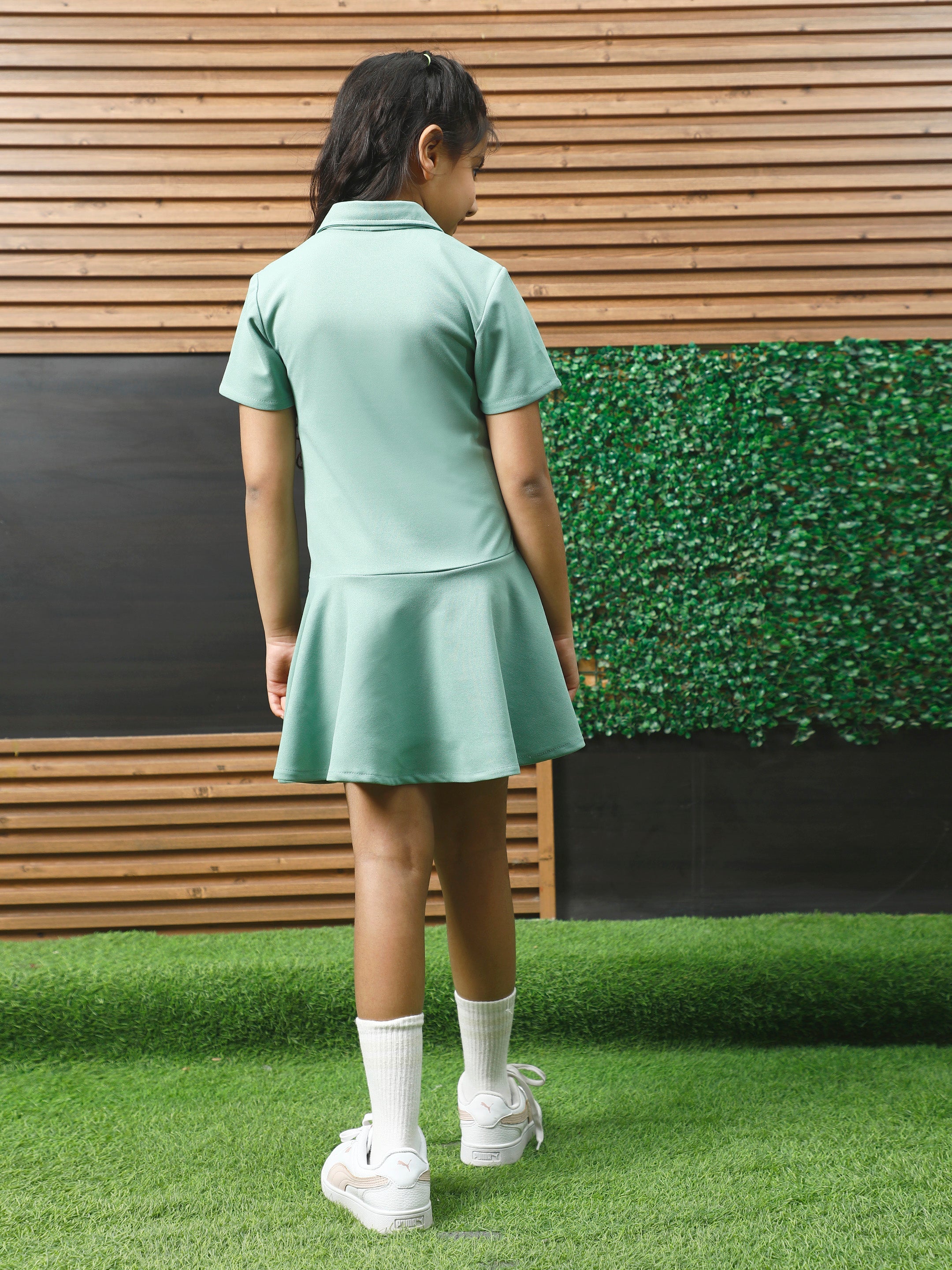 athena green flared dress