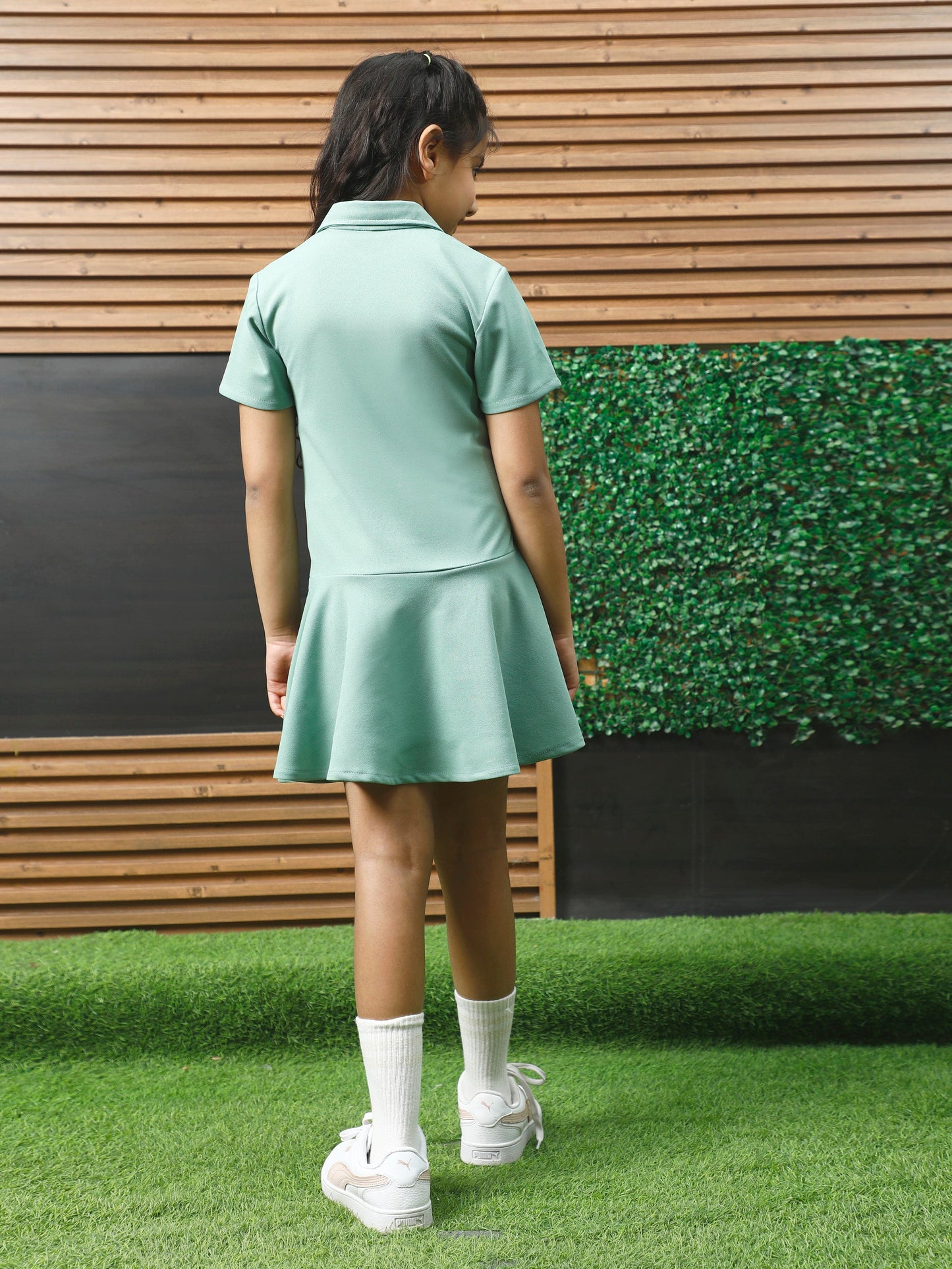 athena green flared dress