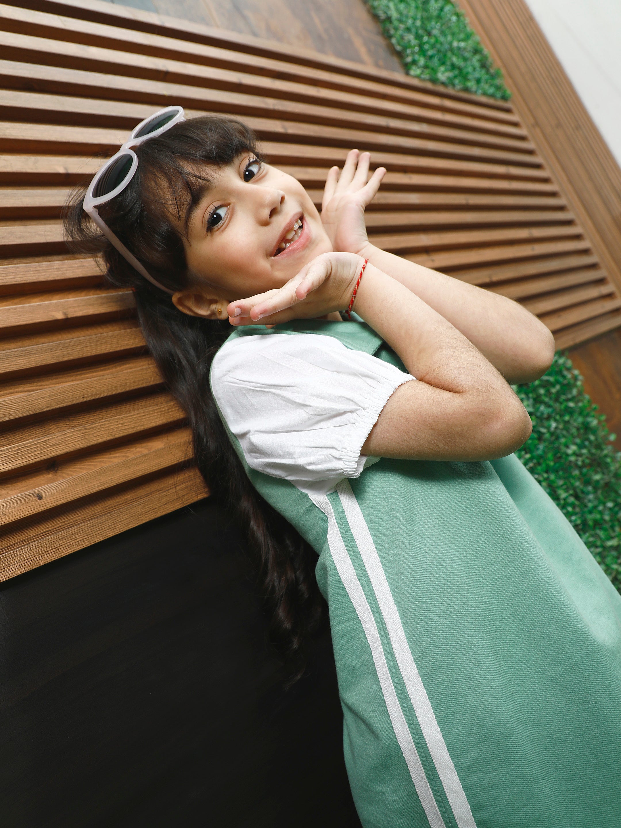 athena girl colourblocked puff sleeve a line dress 2