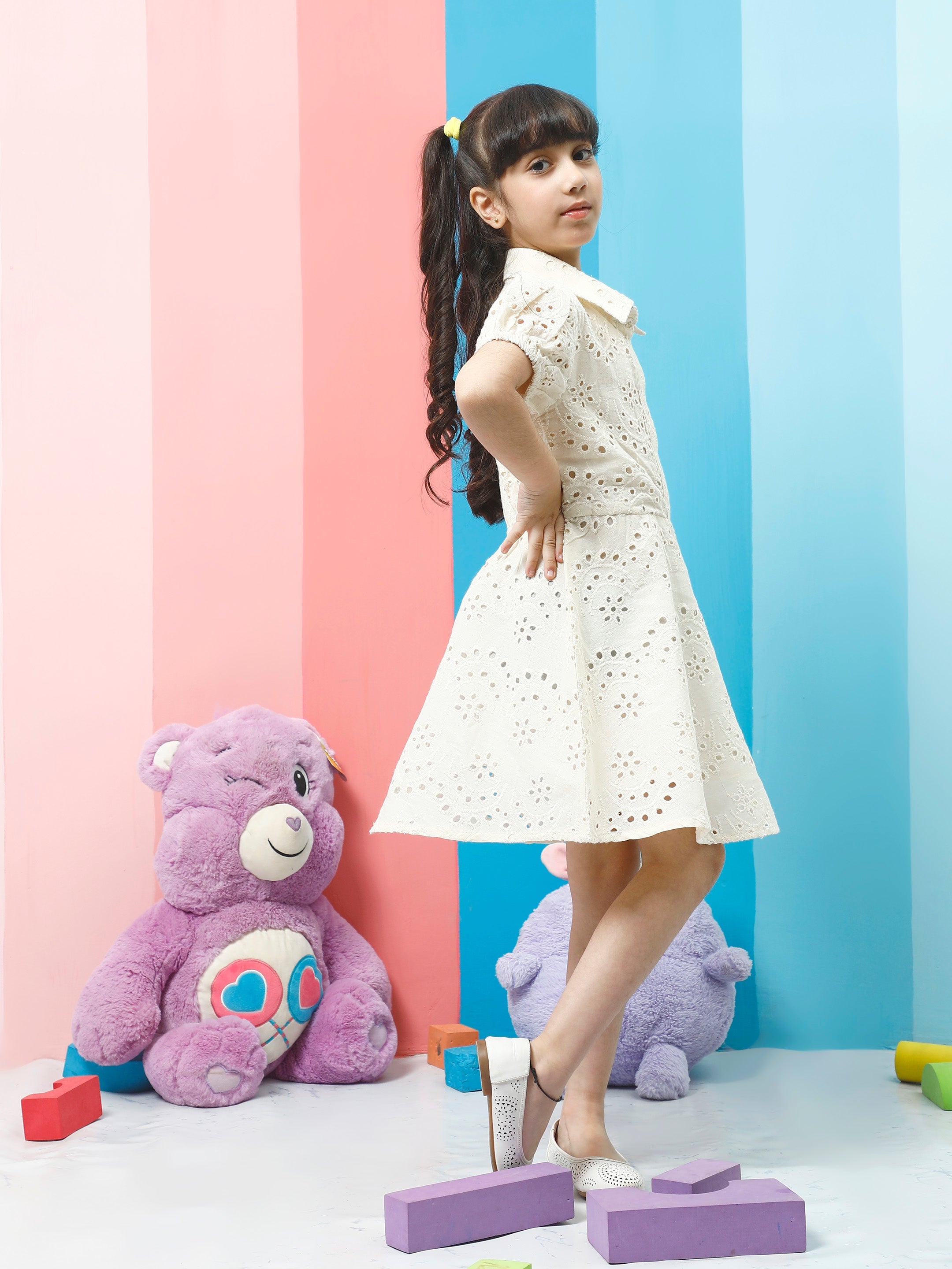 athena girl puff sleeve fit flare dress 4