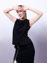 athena women cowl neck layered peplum top