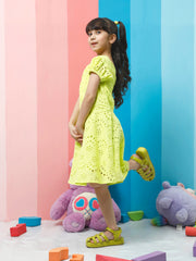 athena girl puff sleeve fit flare dress 1