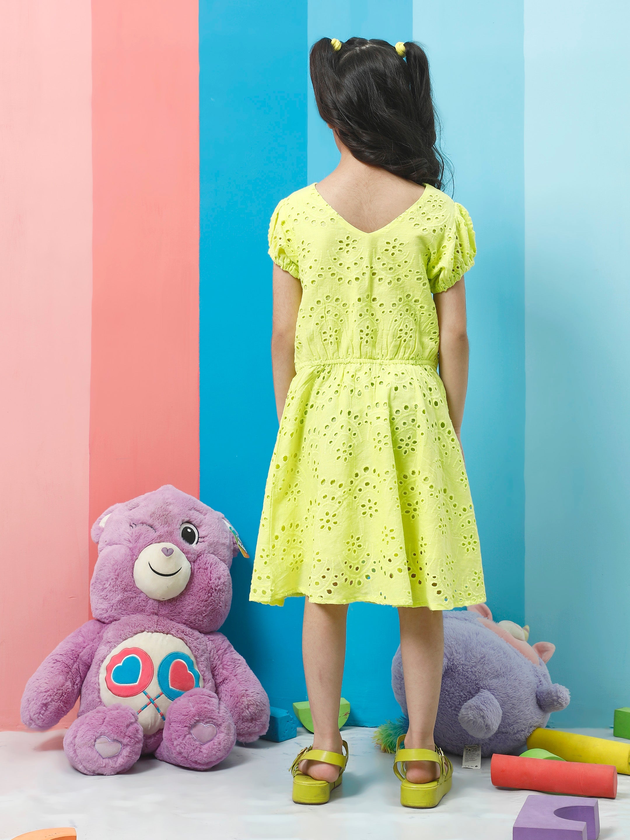 athena girl puff sleeve fit flare dress 1