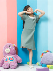 athena green solid lace dress 1