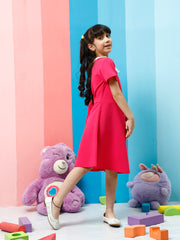 athena fuschia solid lace dress