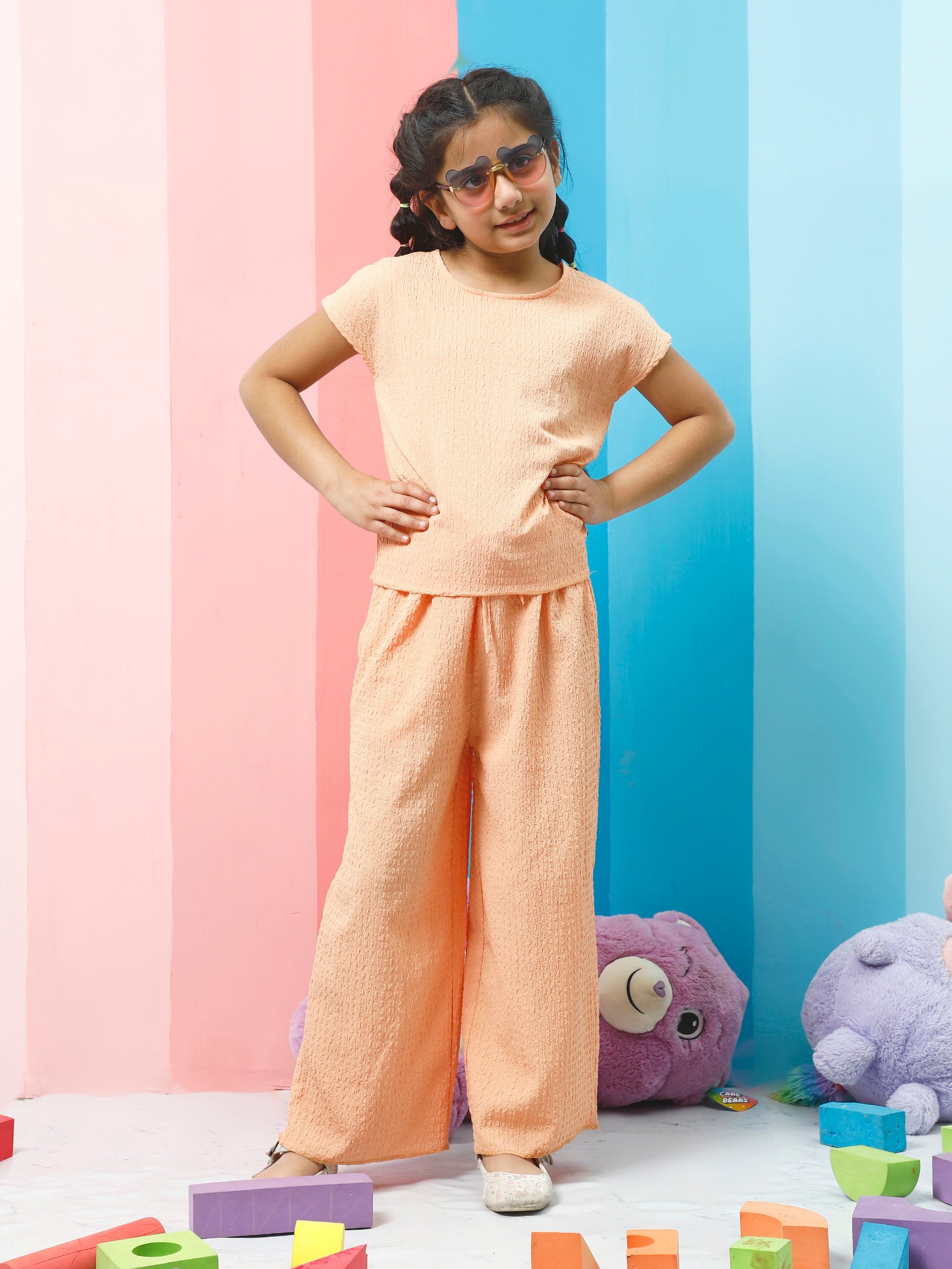 athena girl orange self design co ords set