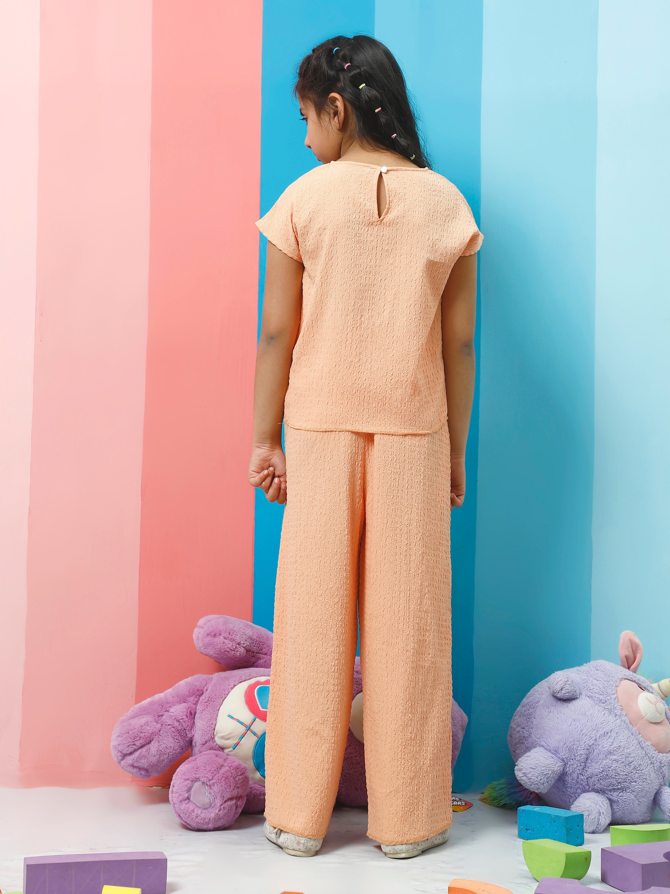 athena girl orange self design co ords set