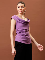 athena cowl neck lavender regular top