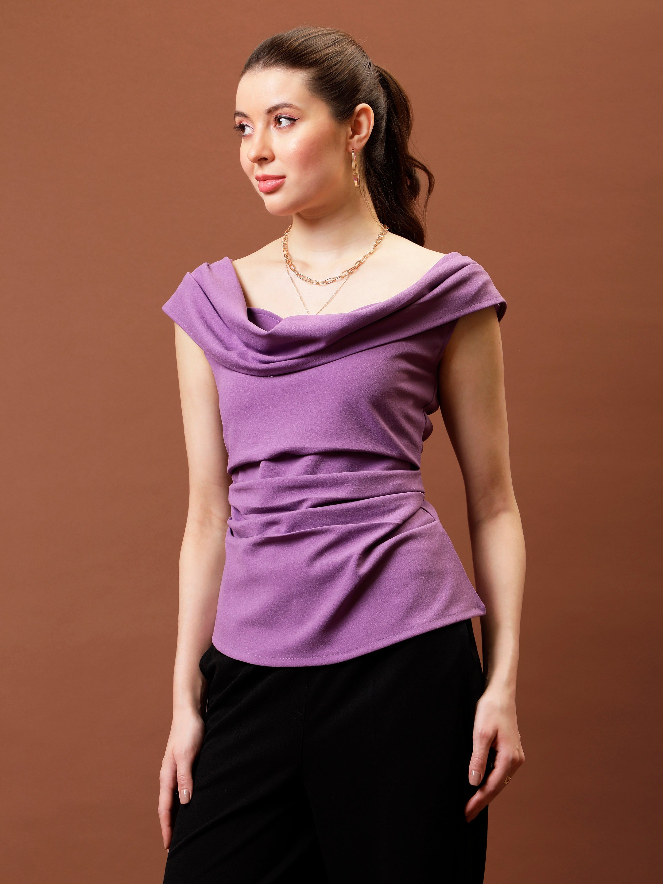 athena cowl neck lavender regular top
