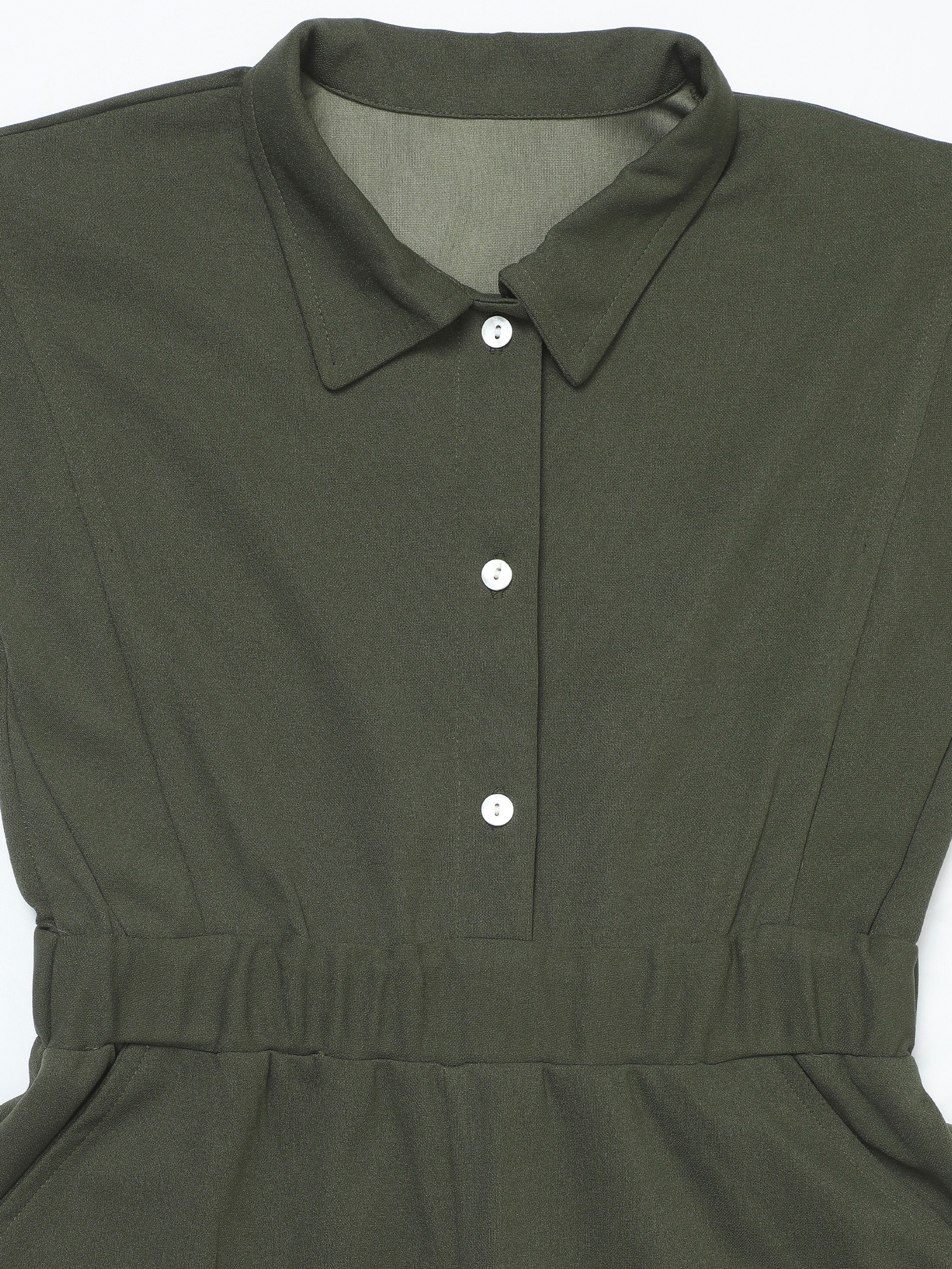 athena girl olive green solid jumpsuit