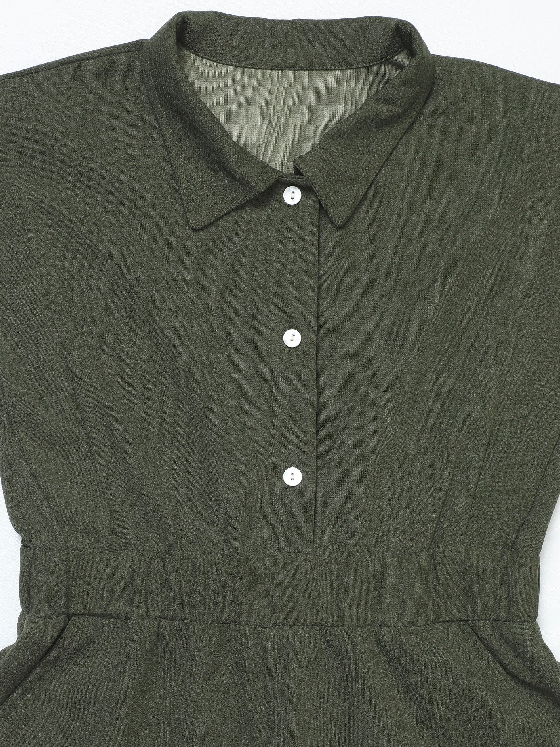 athena girl olive green solid jumpsuit