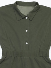athena girl olive green solid jumpsuit