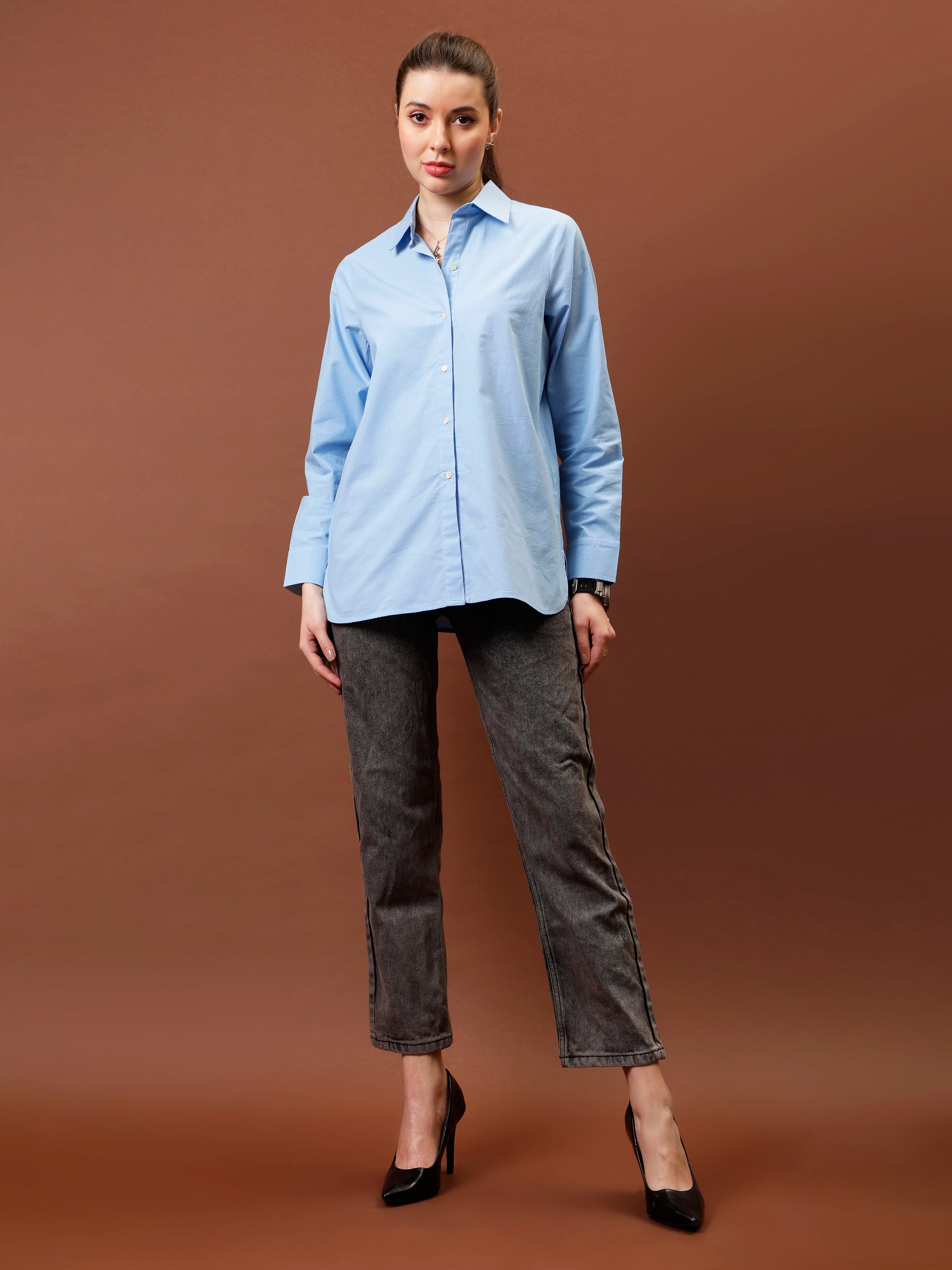 athena immutable roll up sleeves cotton shirt style top