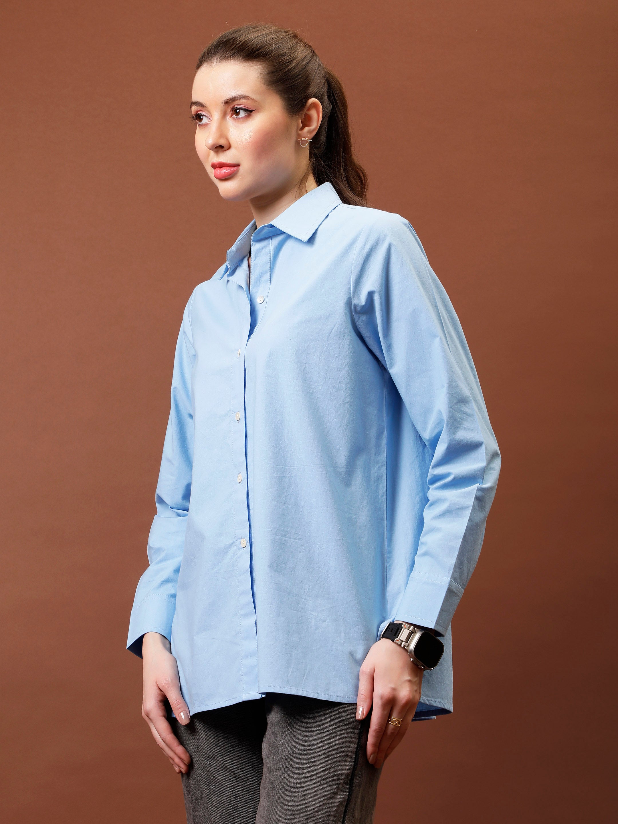 athena immutable roll up sleeves cotton shirt style top